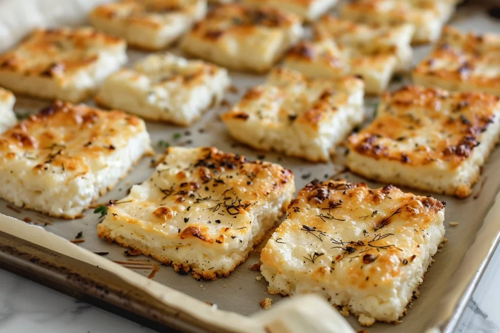 Main image of crispy cottage cheese crackers baked at the right temperature.